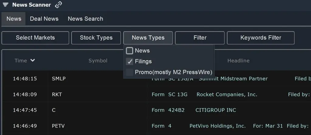 SEC - Real-time Scan Setup