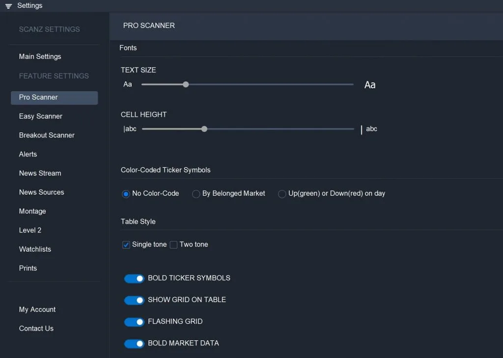 Scanz Customizations - Display Settings
