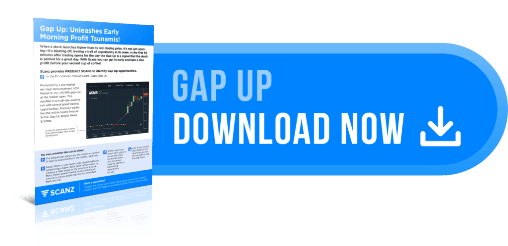 Download Gap Up cheat sheet - click to get PDF guide for gap up scanner configuration