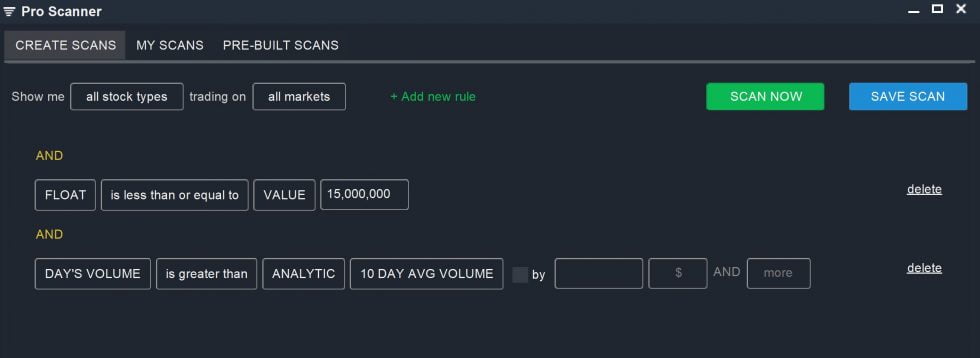 Stock Float Screener