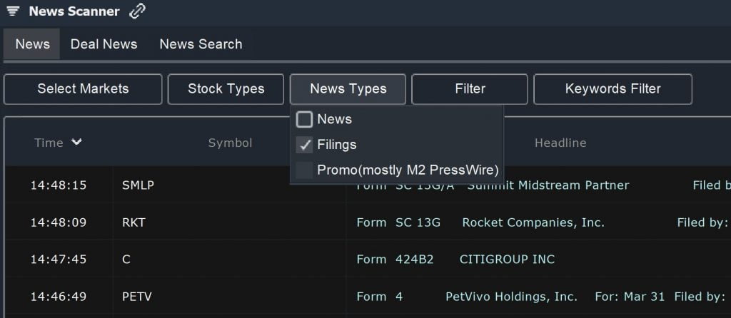 SEC - Real-time Scan Setup