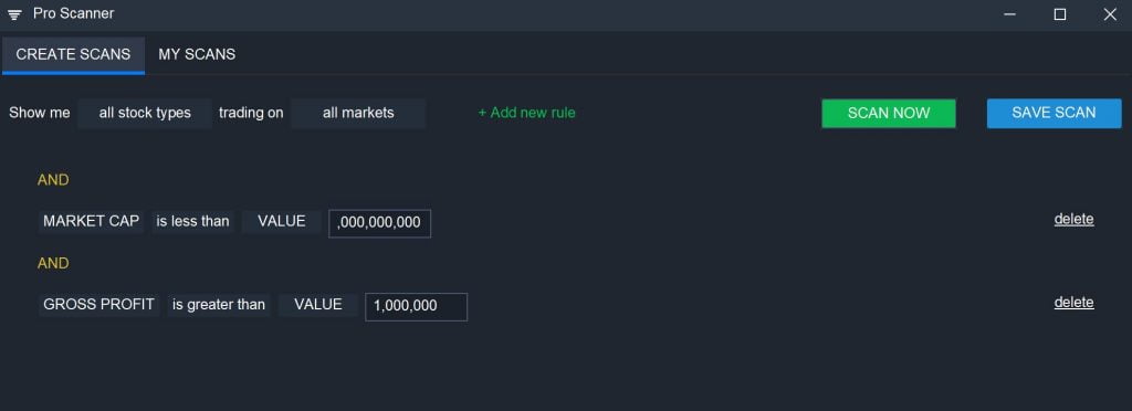 Scanz - Market Cap vs Profit Scan