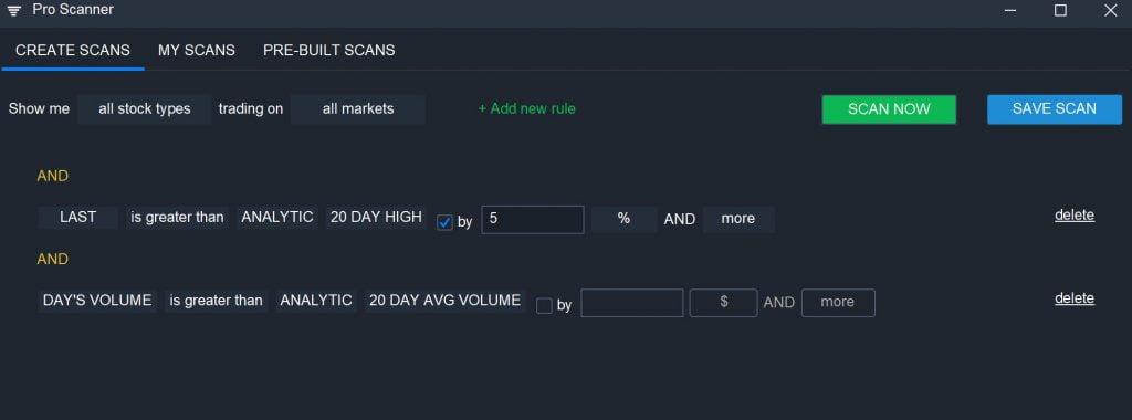 Scanz Breakouts - 20-day High Scan